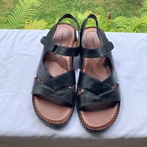 Naturalizer Doby Black Leather Sandals 9 Narrow